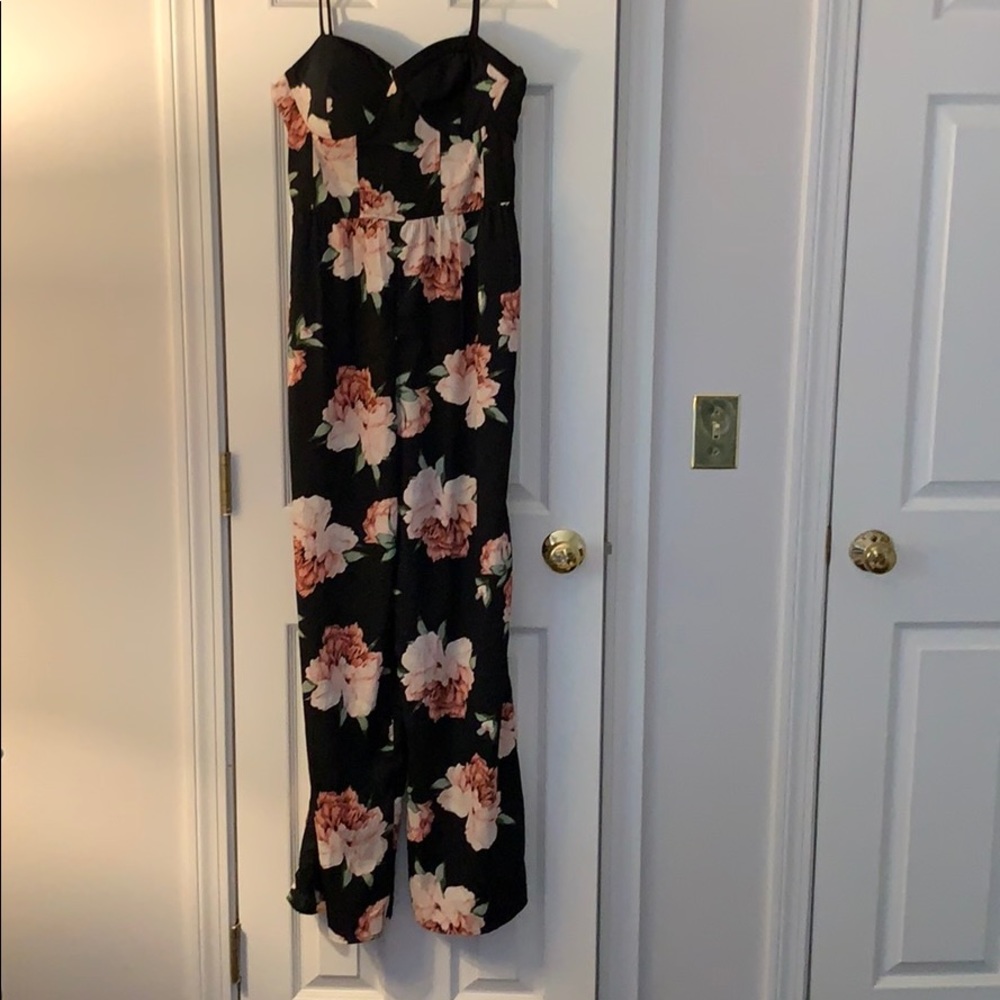 Black floral jumpsuit